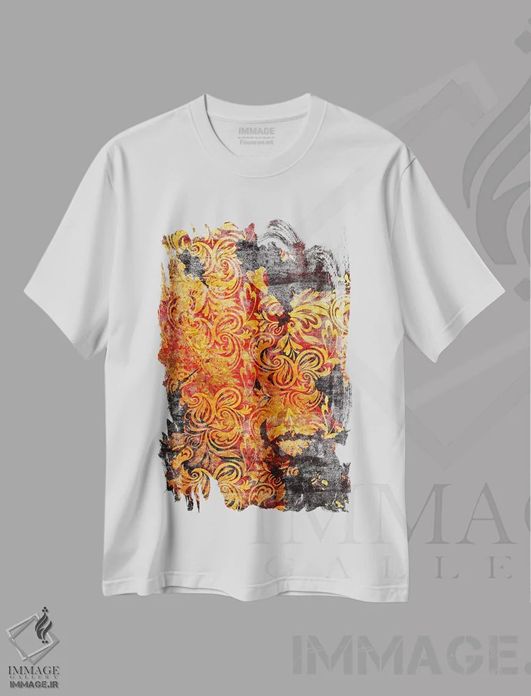 تیشرت سفید طرح دار نمای پنهان پاره شده، تزئینی اثر فایو بای فایو کالکتیو | فروشگاه ایماژ
