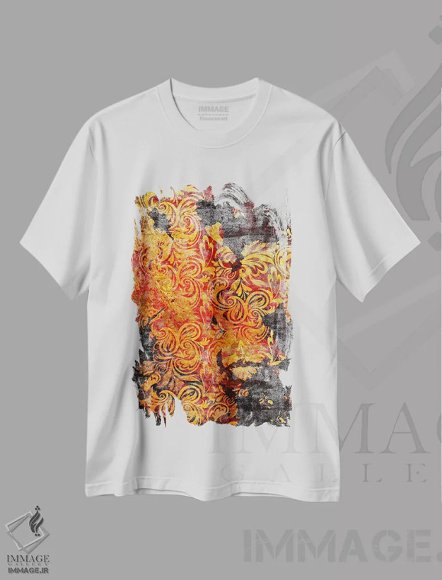 تیشرت سفید طرح دار نمای پنهان پاره شده، تزئینی اثر فایو بای فایو کالکتیو | فروشگاه ایماژ