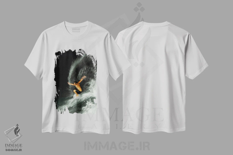 تیشرت سفید طرح دار موج سواری شبانه، تصاویر اکشن اثر هانا پریویت | immage.ir