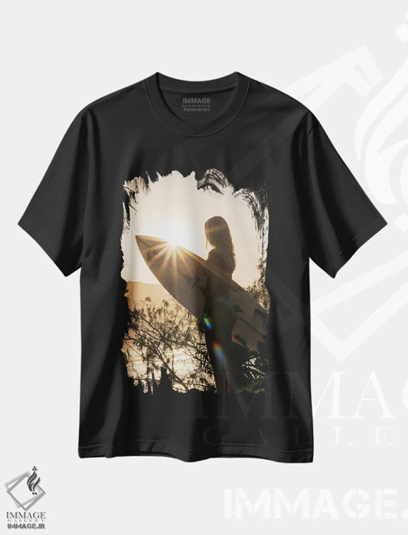 تیشرت مشکی طرح دار نور صبحگاهی، تزئینی اثر هانا پریویت | immage.ir