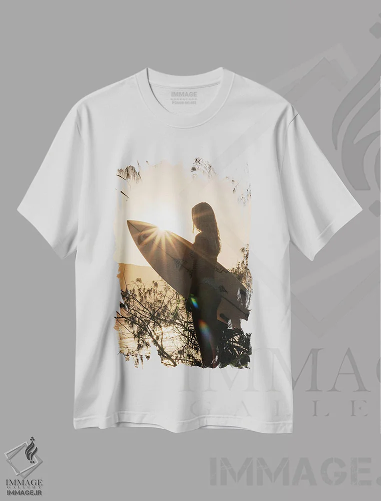 تیشرت سفید طرح دار نور صبحگاهی، تزئینی اثر هانا پریویت | فروشگاه ایماژ