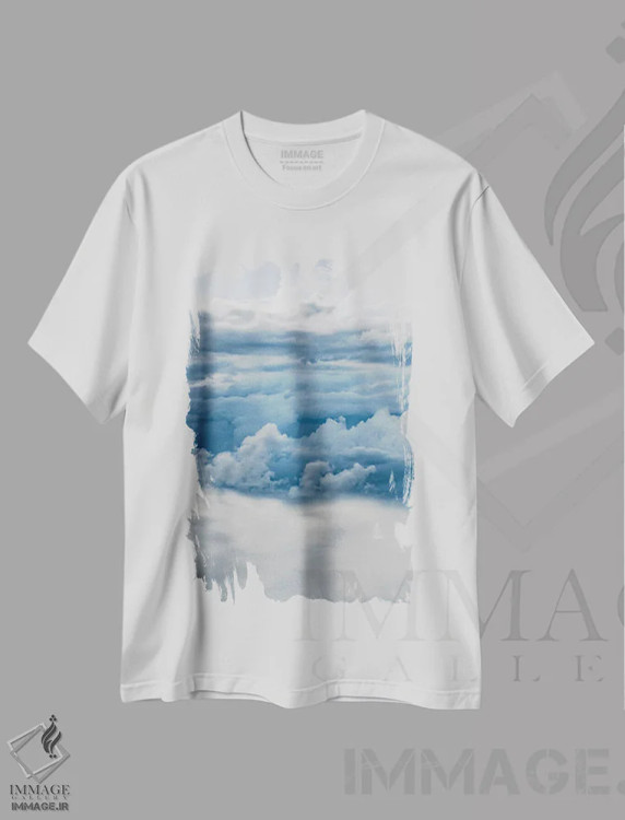 تیشرت سفید طرح دار چرخش ابر، تزئینی اثر هانا پریویت | immage.ir