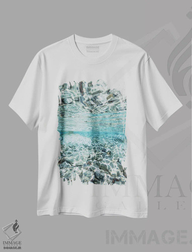تیشرت سفید طرح دار کم عمق های آب زلال، تزئینی اثر هانا پریویت | فروشگاه ایماژ