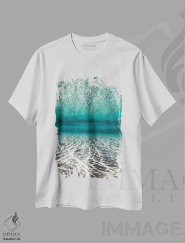 تیشرت سفید طرح دار زیر موج شکسته، تزئینی اثر هانا پریویت | فروشگاه ایماژ