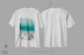 تیشرت سفید طرح دار زیر موج شکسته، تزئینی اثر هانا پریویت | فروشگاه ایماژ