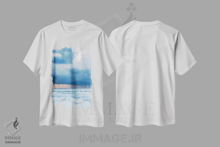 تیشرت سفید طرح دار طلوع آبی، تزئینی اثر هانا پریویت | immage.ir