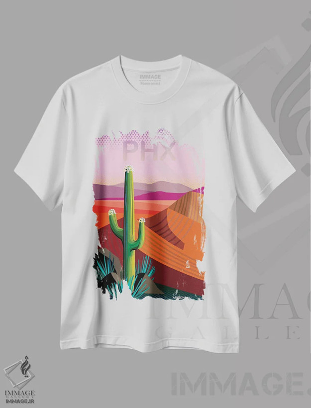 تیشرت سفید طرح دار پوستر سفر به فونیکس دو، تزئینی اثر چارلز هارکر | فروشگاه ایماژ