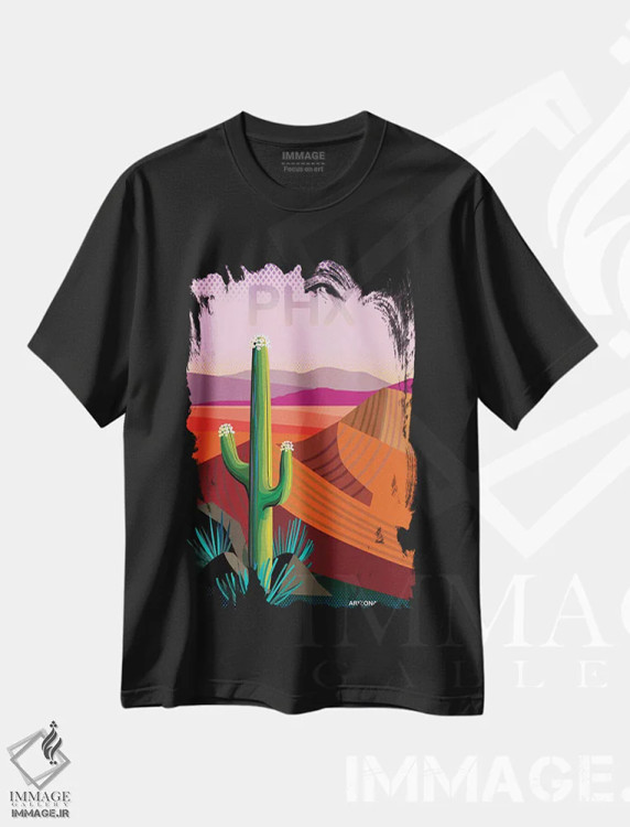 تیشرت مشکی طرح دار پوستر سفر به فونیکس دو، تزئینی اثر چارلز هارکر | immage.ir