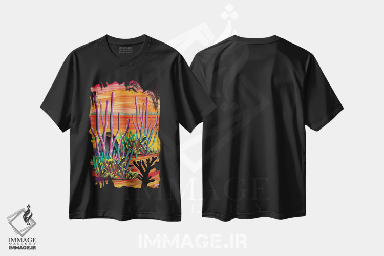 تیشرت مشکی طرح دار آهو، دکور معاصر اثر چارلز هارکر | فروشگاه ایماژ