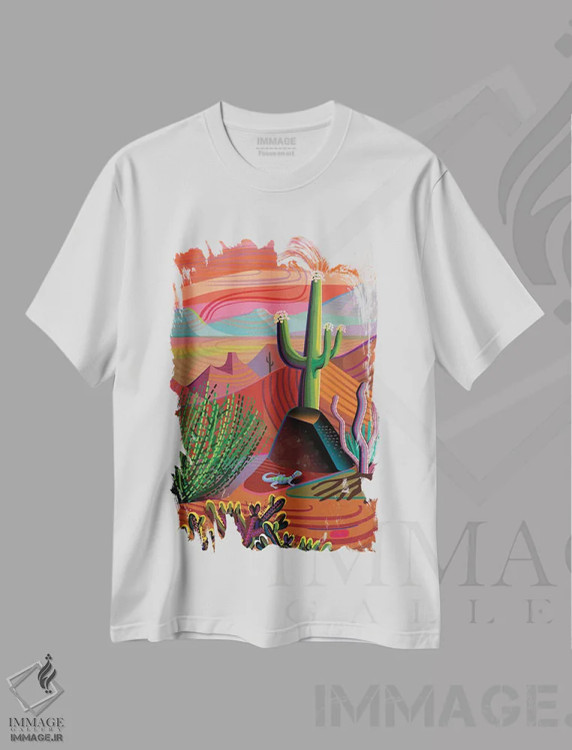 تیشرت سفید طرح دار غروب بیابان رود گیلا، دکور معاصر اثر چارلز هارکر | immage.ir