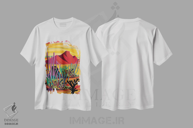 تیشرت سفید طرح دار واحه کاکتوس، دکور معاصر اثر چارلز هارکر | immage.ir
