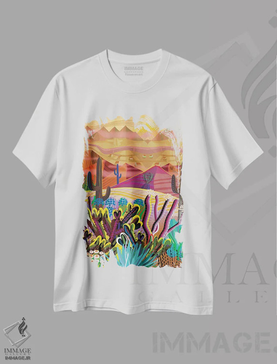 تیشرت سفید طرح دار بر قله کوه، دکور معاصر اثر چارلز هارکر | immage.ir