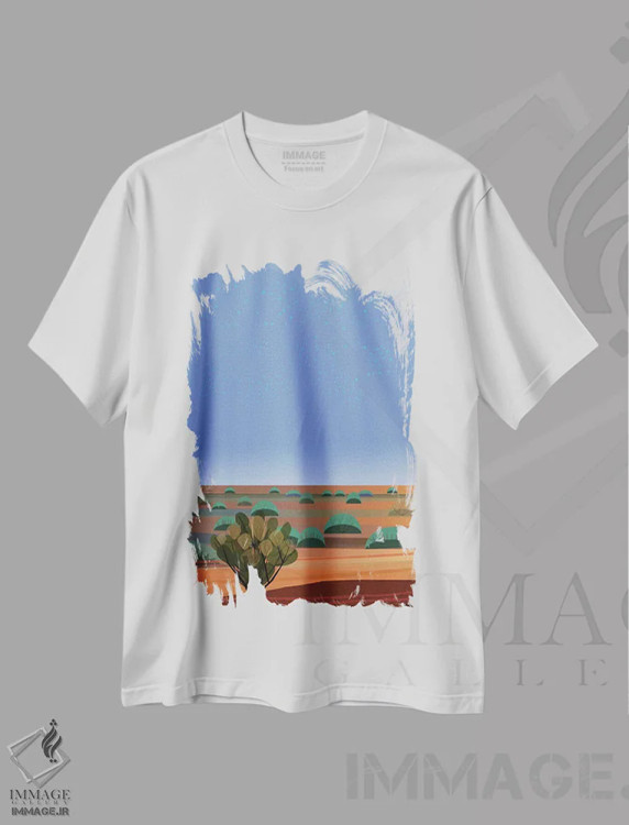 تیشرت سفید طرح دار گرگ و میش کویر، دکور معاصر اثر چارلز هارکر | immage.ir