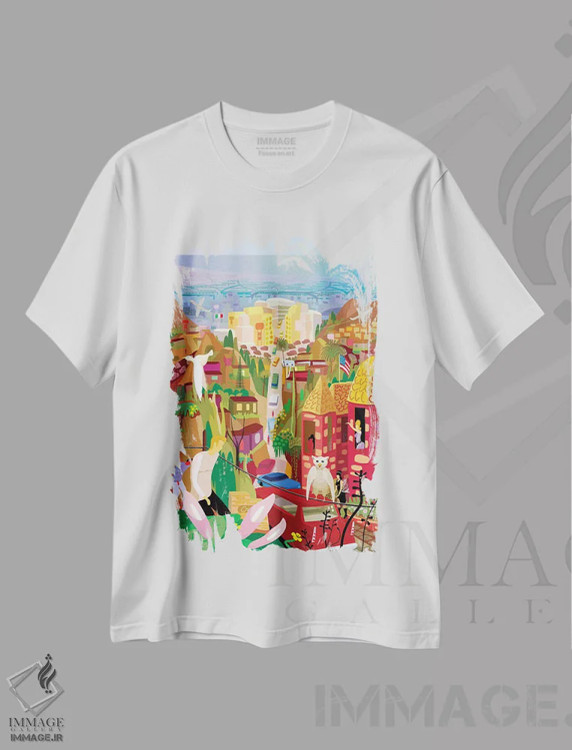 تیشرت سفید طرح دار لس آنجلس، دکور معاصر اثر چارلز هارکر | immage.ir