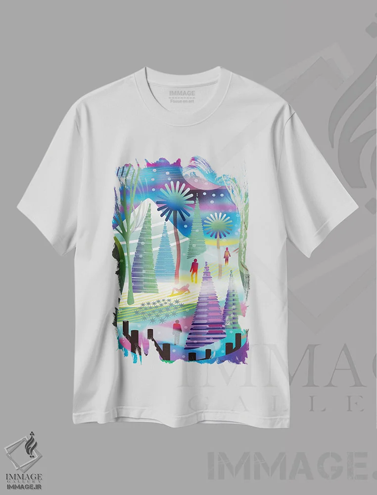 تیشرت سفید طرح دار ما کجا هستیم؟، هنر دیجیتال اثر چارلز هارکر | immage.ir