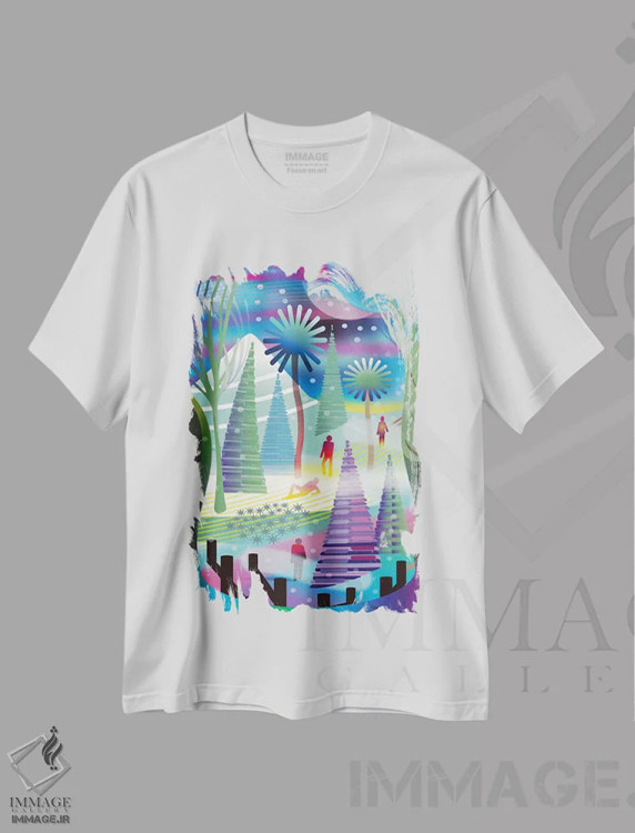 تیشرت سفید طرح دار ما کجا هستیم؟، هنر دیجیتال اثر چارلز هارکر | immage.ir