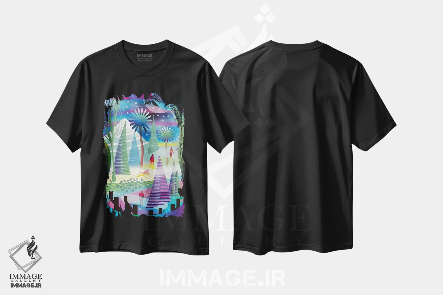 تیشرت مشکی طرح دار ما کجا هستیم؟، هنر دیجیتال اثر چارلز هارکر | فروشگاه ایماژ