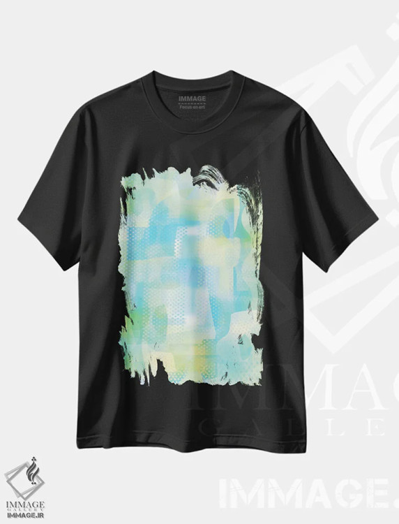 تیشرت مشکی طرح دار اتر فیروزه ای اثر چارلز هارکر | فروشگاه ایماژ