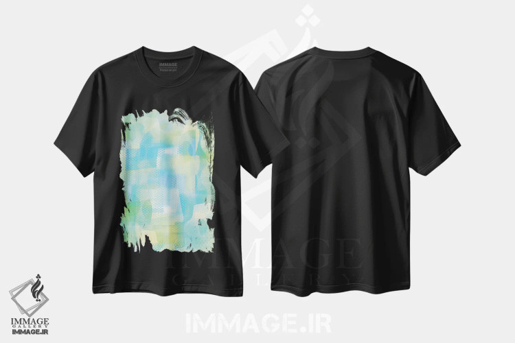 تیشرت مشکی طرح دار اتر فیروزه ای اثر چارلز هارکر | فروشگاه ایماژ