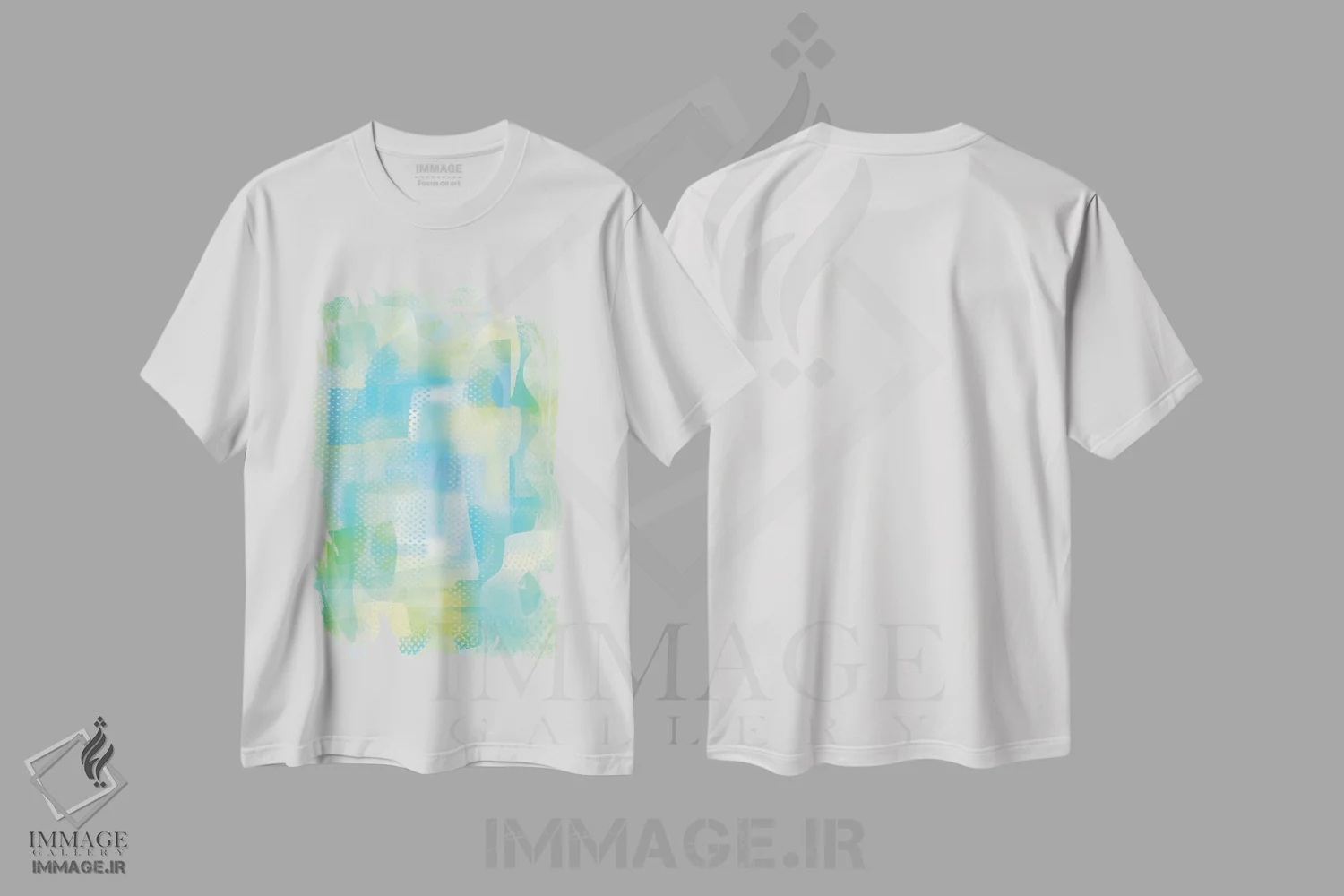 تیشرت سفید طرح دار اتر فیروزه ای اثر چارلز هارکر | immage.ir