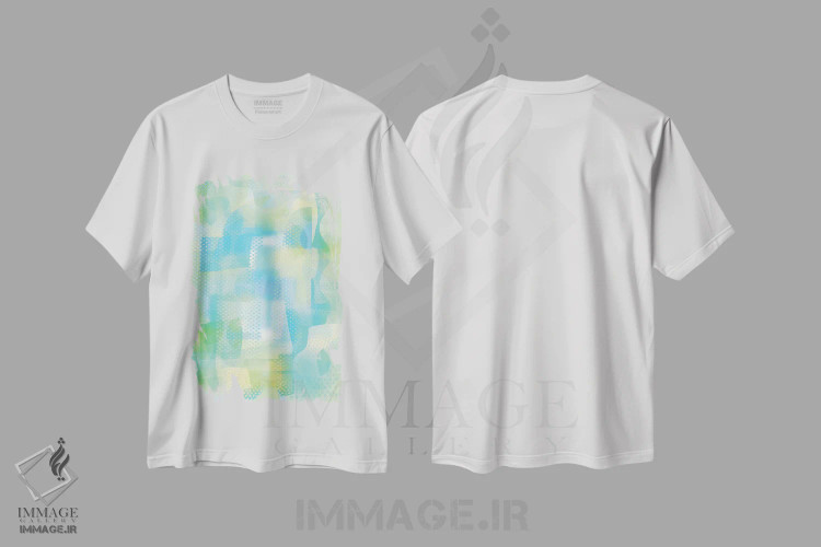 تیشرت سفید طرح دار اتر فیروزه ای اثر چارلز هارکر | immage.ir