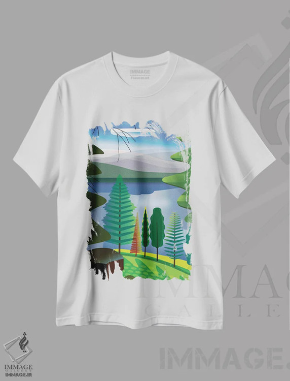 تیشرت سفید طرح دار جایی کنار دریاچه، تزئینی اثر چارلز هارکر | immage.ir