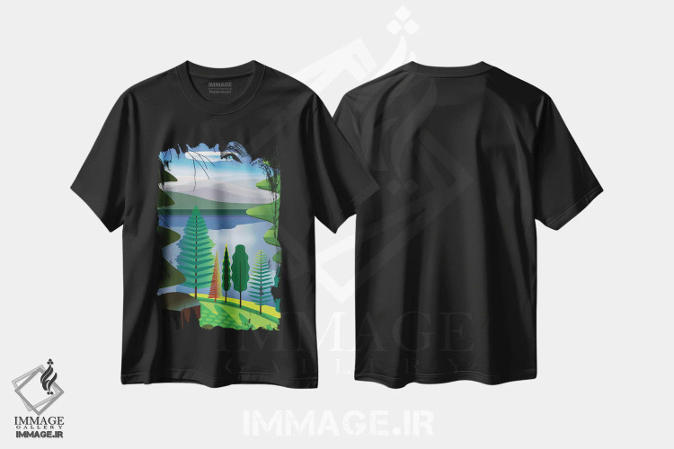 تیشرت مشکی طرح دار جایی کنار دریاچه، تزئینی اثر چارلز هارکر | فروشگاه ایماژ