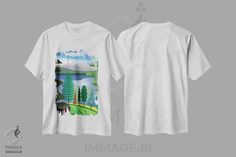 تیشرت سفید طرح دار جایی کنار دریاچه، تزئینی اثر چارلز هارکر | immage.ir