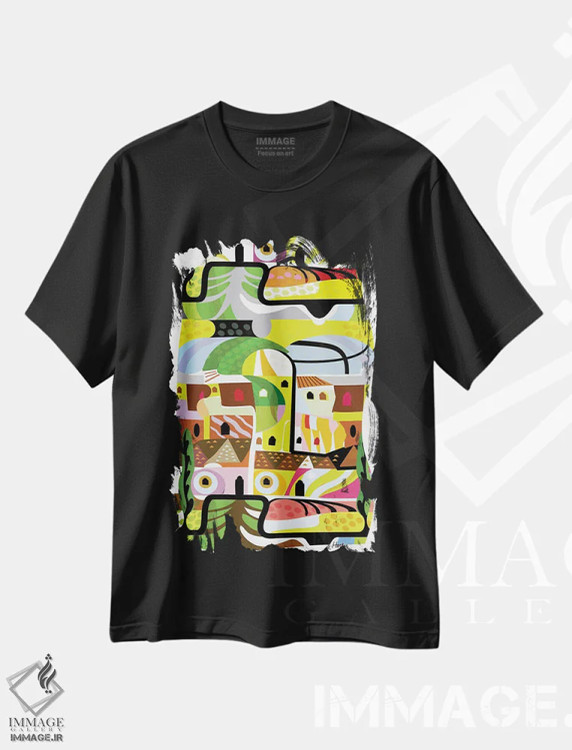 تیشرت مشکی طرح دار یادگار بابل اثر چارلز هارکر | فروشگاه ایماژ