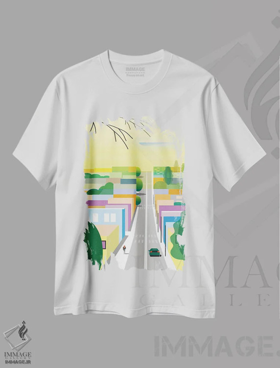 تیشرت سفید طرح دار هالیوود غربی، هنر دیجیتال اثر چارلز هارکر | immage.ir