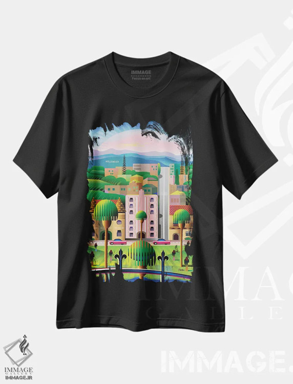 تیشرت مشکی طرح دار هالیوود، هنر دیجیتال اثر چارلز هارکر | immage.ir