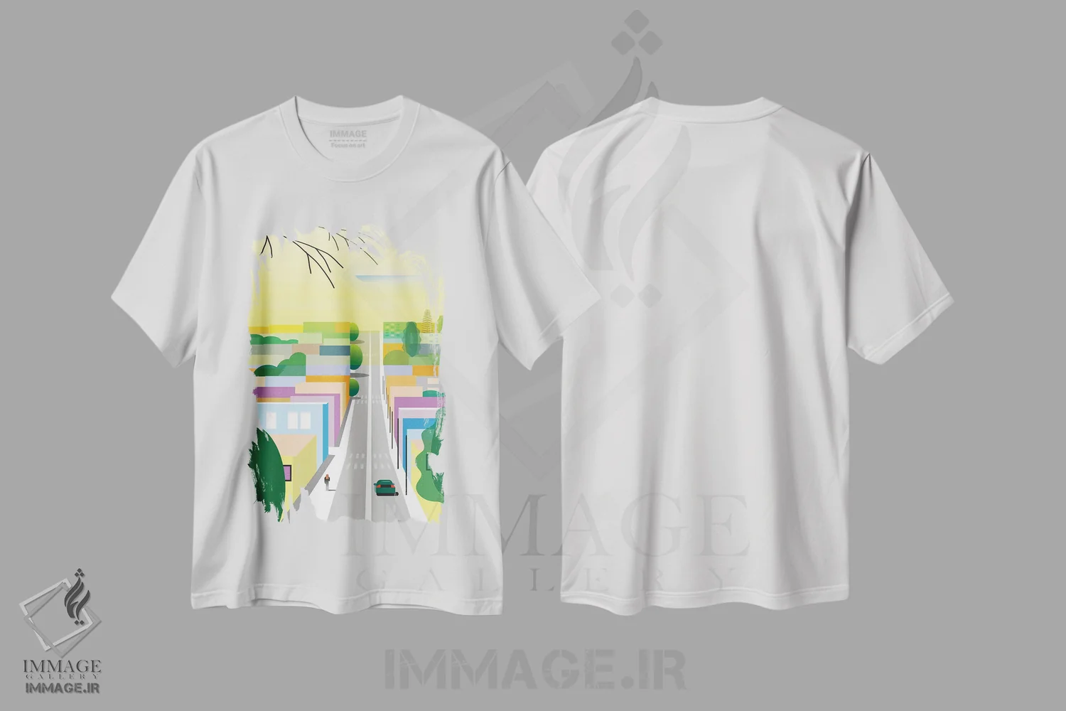 تیشرت سفید طرح دار هالیوود غربی، هنر دیجیتال اثر چارلز هارکر | immage.ir