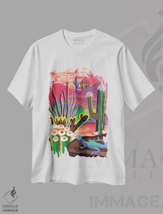 تیشرت سفید طرح دار پارک کوه شمالی، تزئینی اثر چارلز هارکر | فروشگاه ایماژ