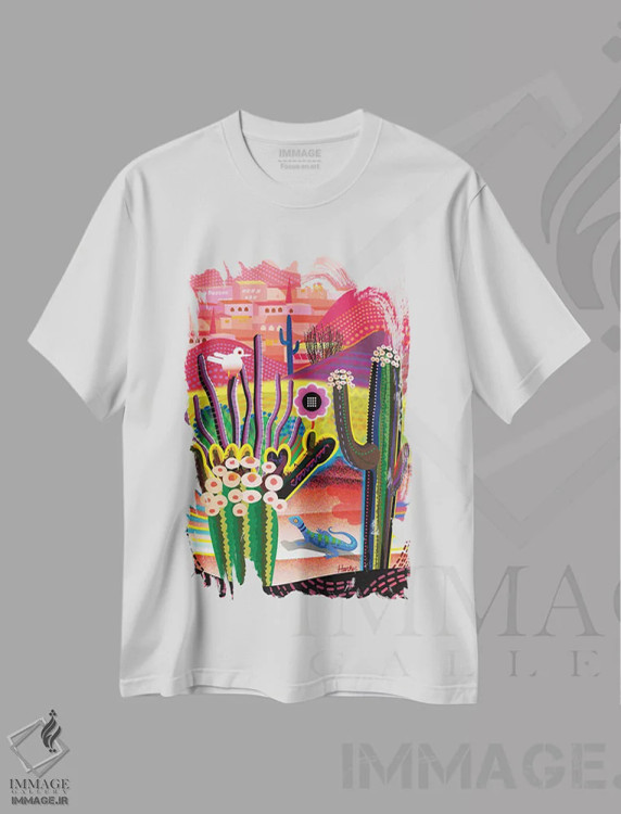 تیشرت سفید طرح دار گل های بیابانی، تزئینی اثر چارلز هارکر | immage.ir