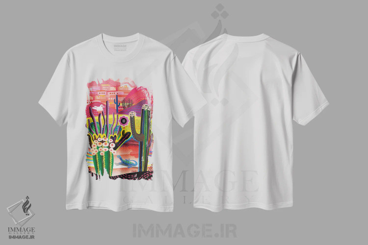 تیشرت سفید طرح دار گل های بیابانی، تزئینی اثر چارلز هارکر | immage.ir