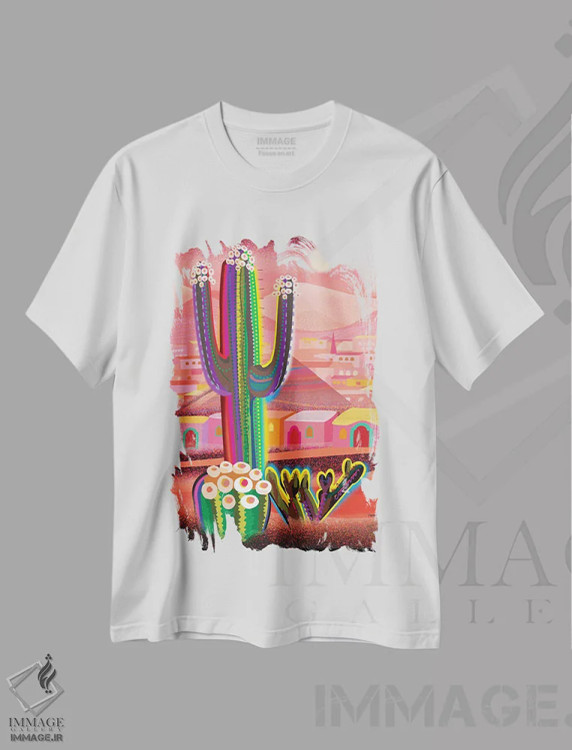 تیشرت سفید طرح دار زاکاتکاس، تزئینی اثر چارلز هارکر | فروشگاه ایماژ