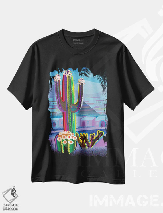 تیشرت مشکی طرح دار شب بیابان، تزئینی اثر چارلز هارکر | فروشگاه ایماژ