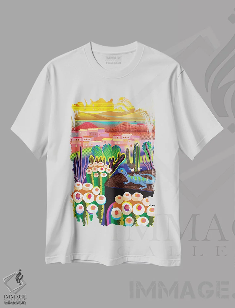 تیشرت سفید طرح دار دره شگفتی، تزئینی اثر چارلز هارکر | فروشگاه ایماژ