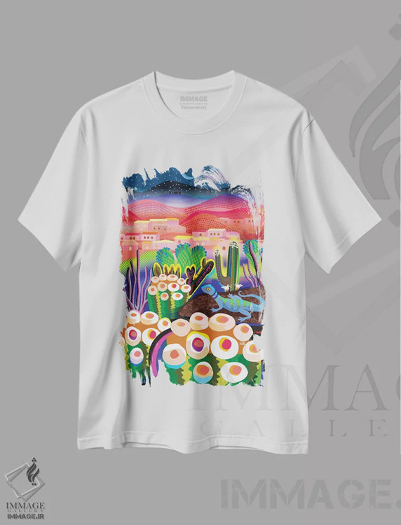 تیشرت سفید طرح دار شب دره شگفتی، تزئینی اثر چارلز هارکر | immage.ir