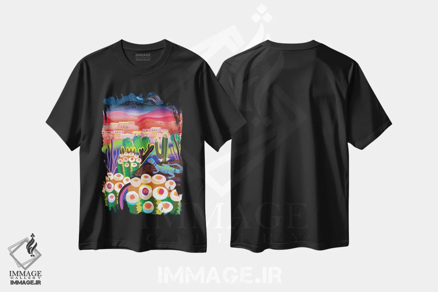 تیشرت مشکی طرح دار شب دره شگفتی، تزئینی اثر چارلز هارکر | فروشگاه ایماژ