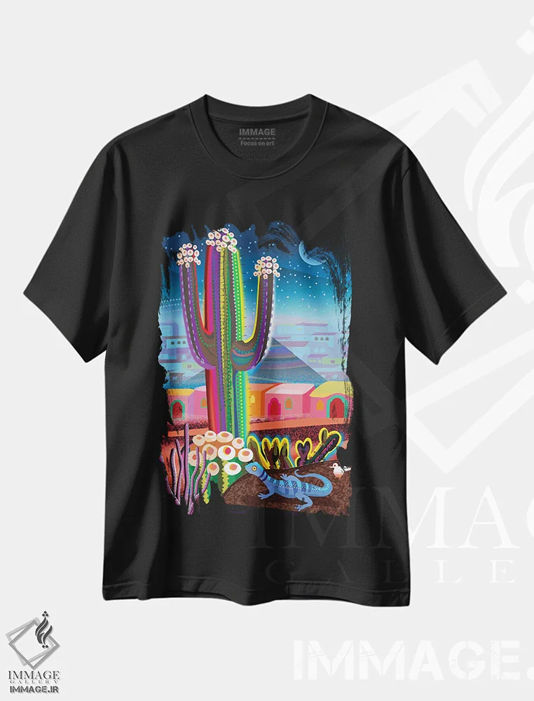 تیشرت مشکی طرح دار ارموسییو، تزئینی اثر چارلز هارکر | immage.ir