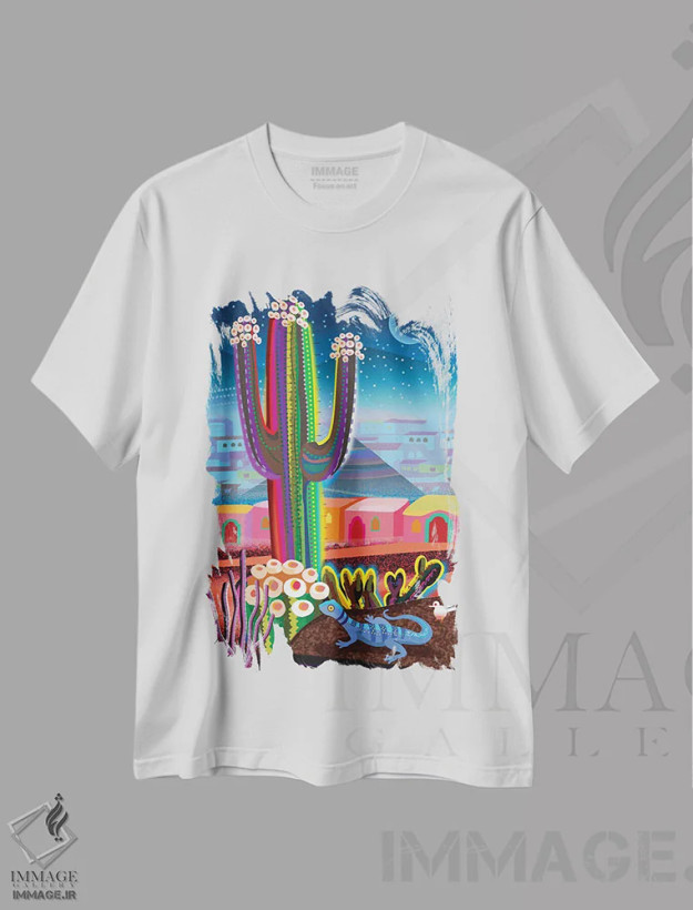 تیشرت سفید طرح دار ارموسییو، تزئینی اثر چارلز هارکر | فروشگاه ایماژ