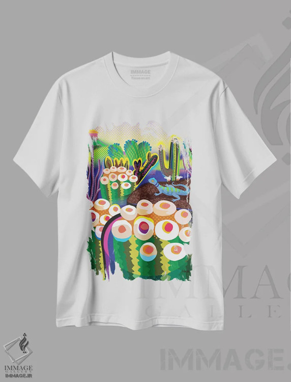 تیشرت سفید طرح دار پارک کاکتوس، تزئینی اثر چارلز هارکر | immage.ir