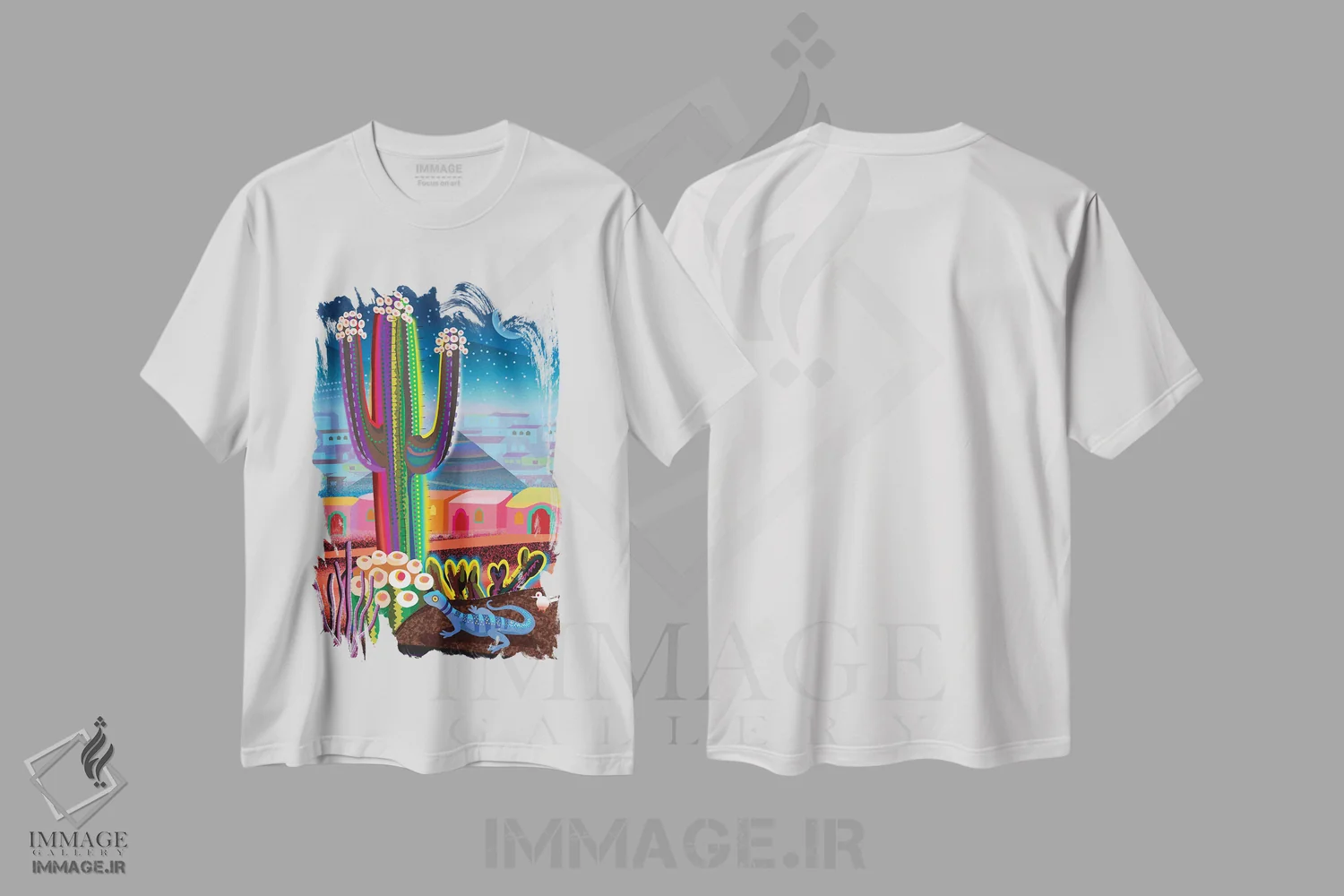 تیشرت سفید طرح دار ارموسییو، تزئینی اثر چارلز هارکر | فروشگاه ایماژ