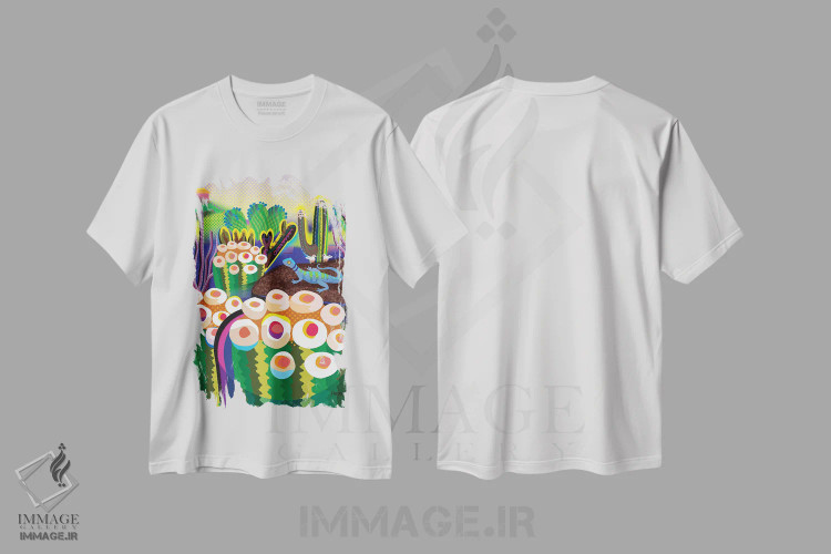 تیشرت سفید طرح دار پارک کاکتوس، تزئینی اثر چارلز هارکر | immage.ir