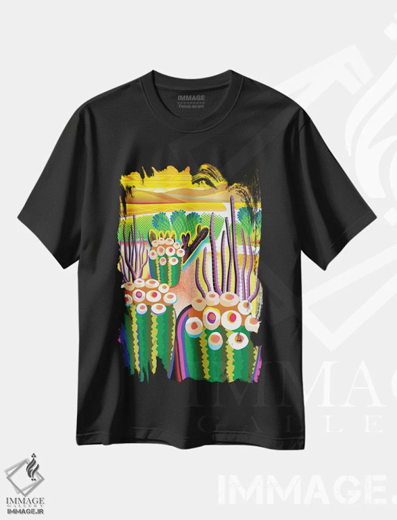 تیشرت مشکی طرح دار دره مورونگو، تزئینی اثر چارلز هارکر | فروشگاه ایماژ