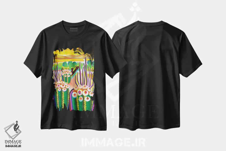 تیشرت مشکی طرح دار دره مورونگو، تزئینی اثر چارلز هارکر | فروشگاه ایماژ