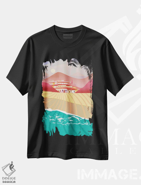 تیشرت مشکی طرح دار سان فیلیپه بلند، دکور ساحلی اثر چارلز هارکر | immage.ir