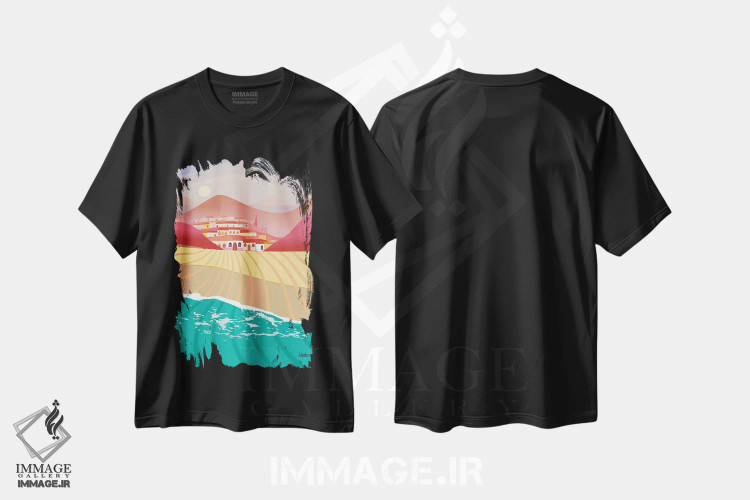 تیشرت مشکی طرح دار سان فیلیپه بلند، دکور ساحلی اثر چارلز هارکر | immage.ir