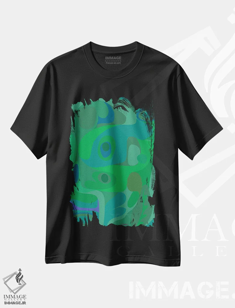 تیشرت مشکی طرح دار آرامش سبز اثر چارلز هارکر | immage.ir